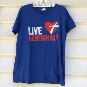 Thrivent Graphic Tee Live Generously Blue T Shirt Size Youth M Bella Canvas Red